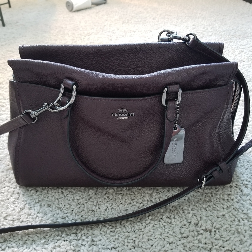 Coach Fulton Satchel in Oxblood/Dark Gunmetal with Crossbody Strap